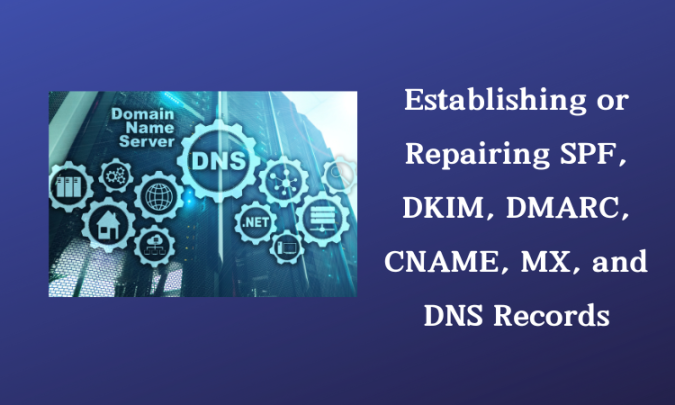 Setup or Fix Spf Dkim Dmarc Cname Mx and Dns Record